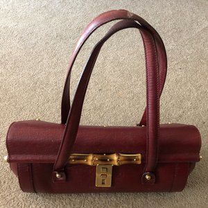 GUCCI "Bullet" Red Leather Bamboo Handle Bag